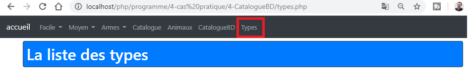 liste des types