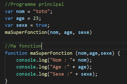 Exemple 2 fonction et  programmation JavaScript